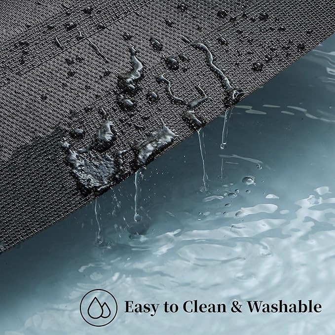 Leetaltree Black Frame Placemats Set of 8 - Heat Resistant Non-Slip Place mats for Dining Table, Washable Durable PVC Vinyl Woven Table Mats(Black Frame, 8)