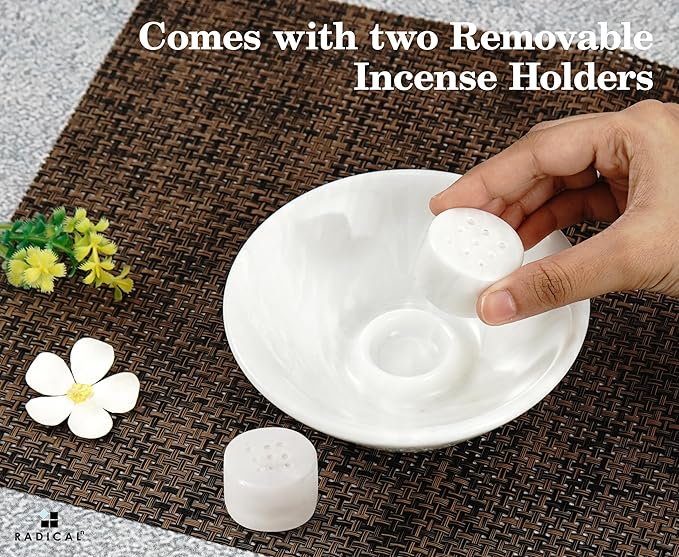 Radicaln Marble Incense Holder 5.5" Inches White Handmade Aesthetic Room Decor & Apartment Essential, Aromatherapy Holder for Incense Sticks, palo Santo Stick for Incense Burner