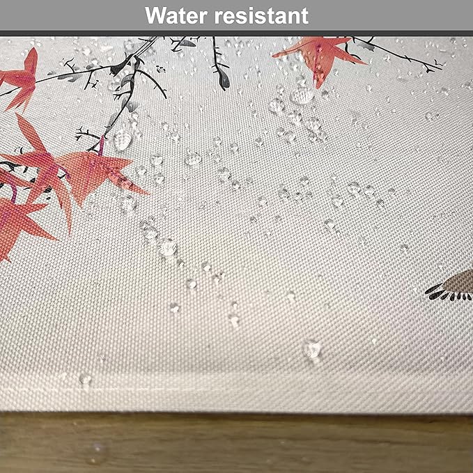 Ambesonne Japanese Place Mats Set of 8, Cherry Blossom Sakura Tree Branches Romantic Spring Themed Watercolor Picture, Washable Fabric Placemats for Dining Table, Placemat 8 pcs, Coral Black