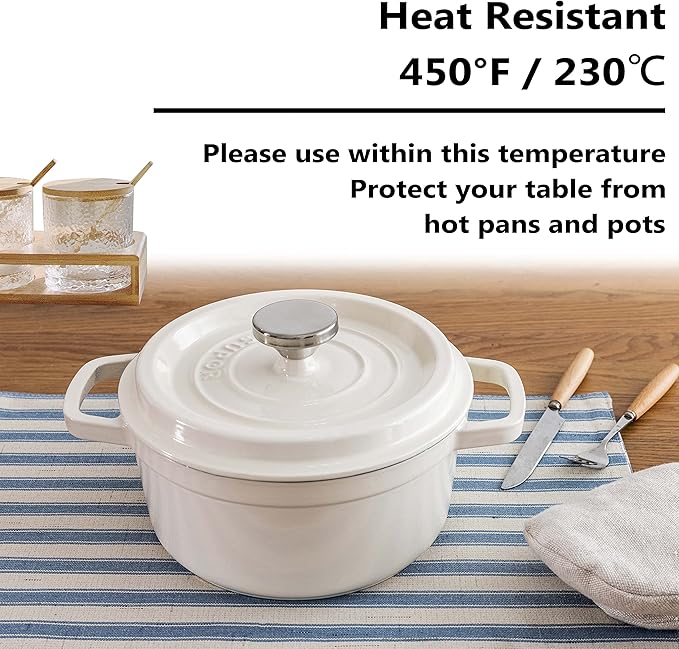 Home Brilliant Placemats Set of 6 Heat Resistant Dining Table Place Mats for Kitchen Table Non Slip Easy to Clean Wipeable Washable Place Mats, 13 x 19 inches, Stripes, Dusk Blue