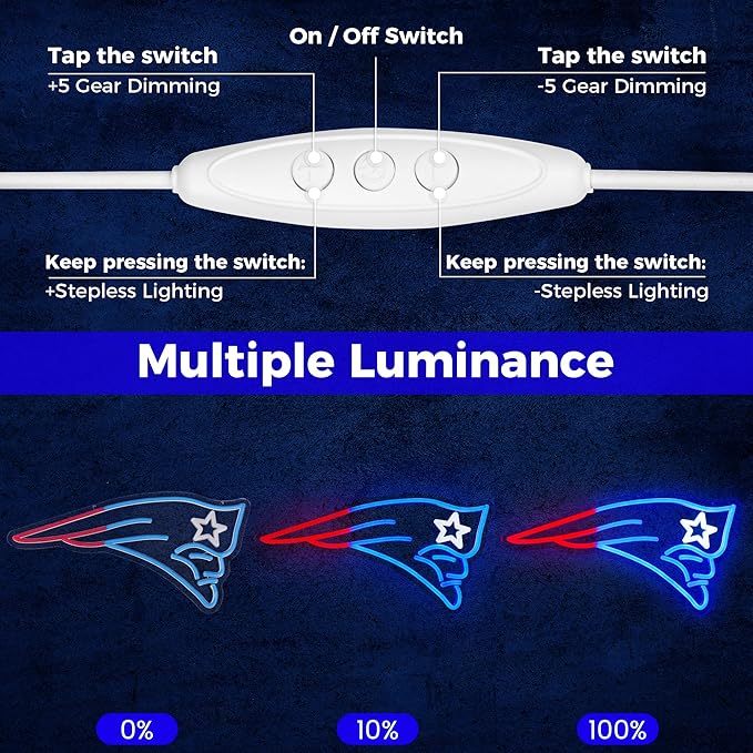 Football Team Neon Sign, Cool Light Up Dimmable Football Team Logo Hanging Led Neon Sign for Wall Decor, Man Cave, Garage, Party, Bar, Game Room Deco, Birthday Gift for Boys Fans