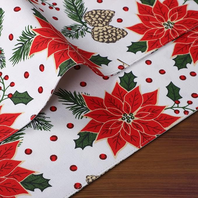 Urban Villa ChristmasPlacemats Pine Cone Print 100% Cotton Fused Placemats 14''x 20'' Over Sized Set of 6 Every Day Use Heavier QualityPlacemats