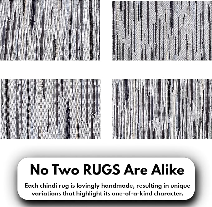 Rug Area Rugs Cotton Charcoal 2x3 Ft Multicolour Chindi for Livingroom Bedroom Washable RagRug Reversible Farmhouse Kitchen RunnerRug Carpet Area Runner Mat for Hallway, Entryway