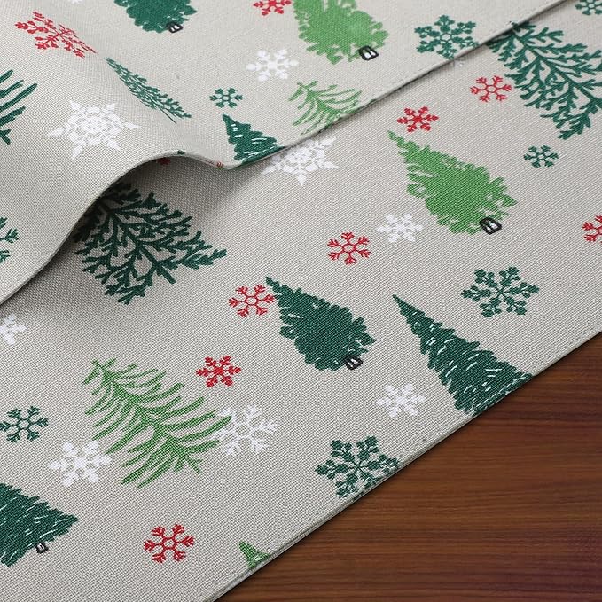 Urban Villa Christmas Placemats Green Tree 100% Cotton Fused Tablemats for Dining 14''x20'' Over Sized Set of 6 Placemats for Christmas Celebrations Wedding Parties Every Day Use Heavier Quality