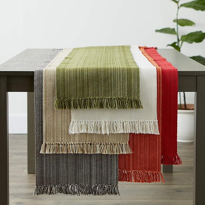DII Variegated Tabletop Collection, Table Runner3x72, Taupe