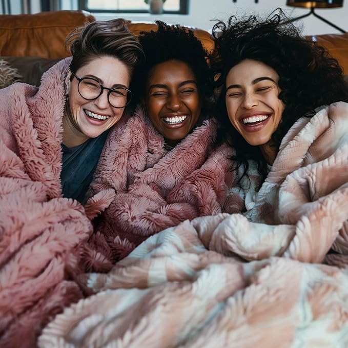 Bedsure Fluffy Dusty Pink Blankets Queen Size for Bed, Thick Sherpa Faux Fur Fleece Fuzzy Plush Winter Warm Soft Full Queen Blankets, Bedroom Decor Pink Gifts Cozy Gifts for Women Men, 90x90