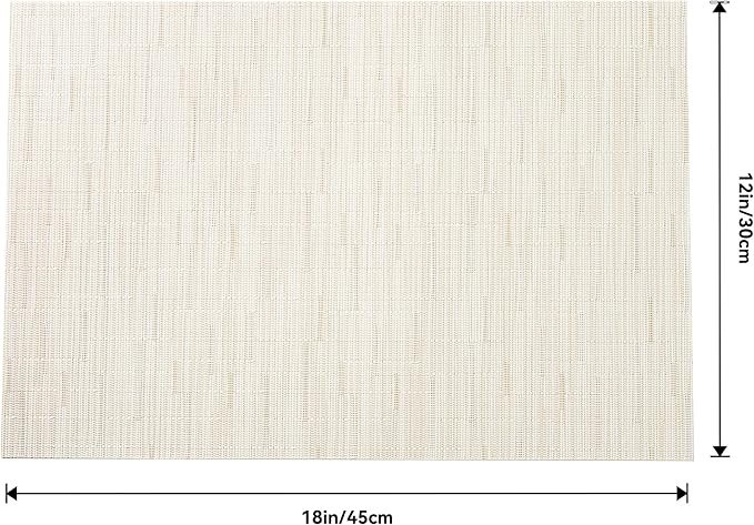 Leetaltree Pale Beige Placemats Set of 12 - Heat Resistant Non-Slip Place mats for Dining Table, Washable Durable PVC Vinyl Woven Table Mats(Pale Beige, 12)