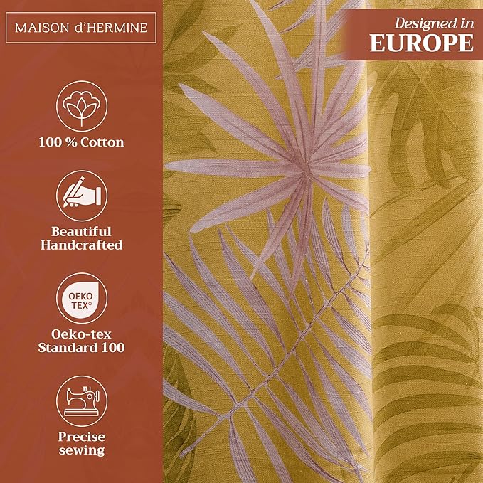 Maison d' Hermine Curtains for Living Room 100% Cotton 108 inch Length One Panel Light Filtering Curtains for Bedroom Windows with Rod and Loop Pockets Drapes (Creole Caramel, 50" W x 108" L)