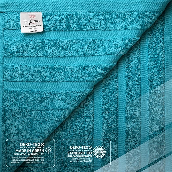Infinitee Xclusives 100% Cotton Luxury Bath Towels (Set of 2, 27x54 Inches) – Soft, Absorbent, Quick-Drying Towels for Bathroom, Gym, Spa & Hotel |Serene Teal|