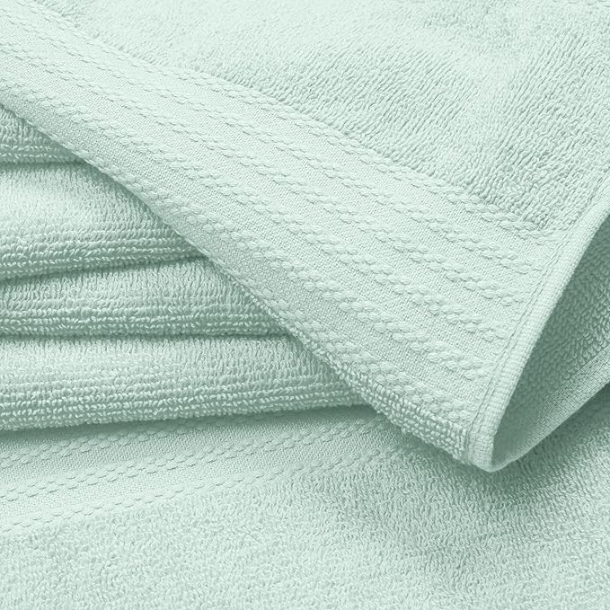 GLAMBURG Ultra Soft 24-Piece Towel Set - 100% Pure Ringspun Cotton, Contains 8 Oversized Bath Towels 27x54, 8 Hand Towels 16x28, 8 Wash Cloths 13x13 - Ideal for Everyday use, Hotel & Spa - Sea Green