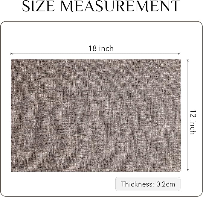 Softalker Faux Linen Placemats Set of 4-12 x 18 Inch, Heat Resistant Double Layered Durable Burlap Farmhouse Place Mats, Non-Slip Washable Rustic Table Mats for Dining, Kitchen, Party,Natural Linen