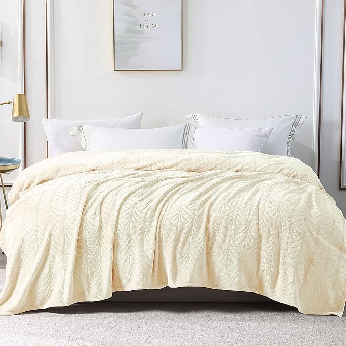 Whale Flotilla Flannel Fleece Twin Size Blanket for Bed, Soft Fluffy Velvet Bedspread Coverlet with Decorative Vintage Pattern for All Season, Warm and Lightweight, 60x80 Inch, Ivory