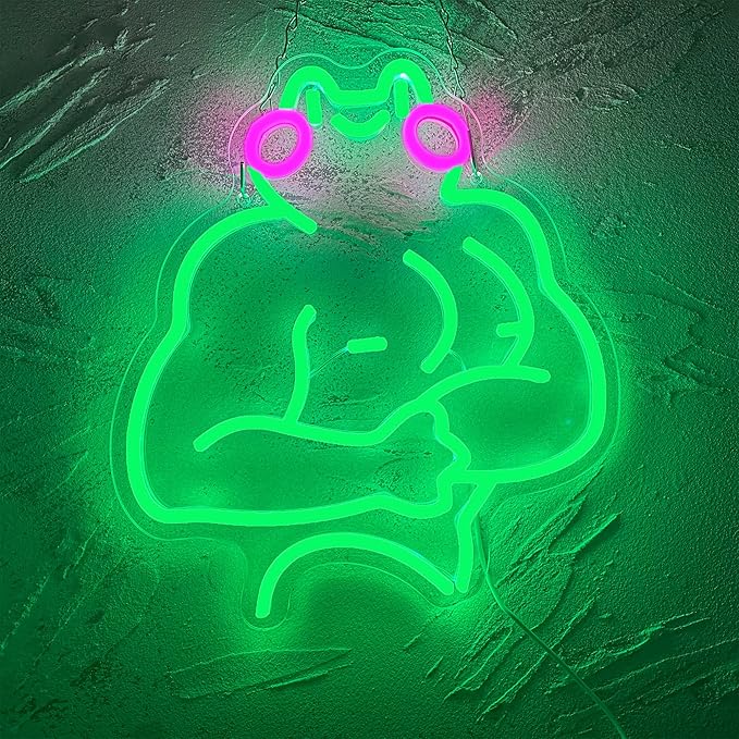 Fitness Frog Neon Sign - LED Muscle Frog Neon Light Sign 11.8x13 Inch Gym Room Wall Art USB Powered Gym Wall Decor Motivational Workout Room Home Office Art Christmas Birthday Gift