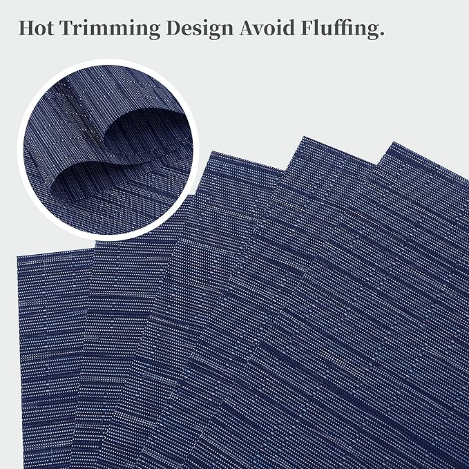 Leetaltree Blue Placemats Set of 12 - Heat Resistant Non-Slip Place mats for Dining Table, Washable Durable PVC Vinyl Woven Table Mats(Blue, 12)