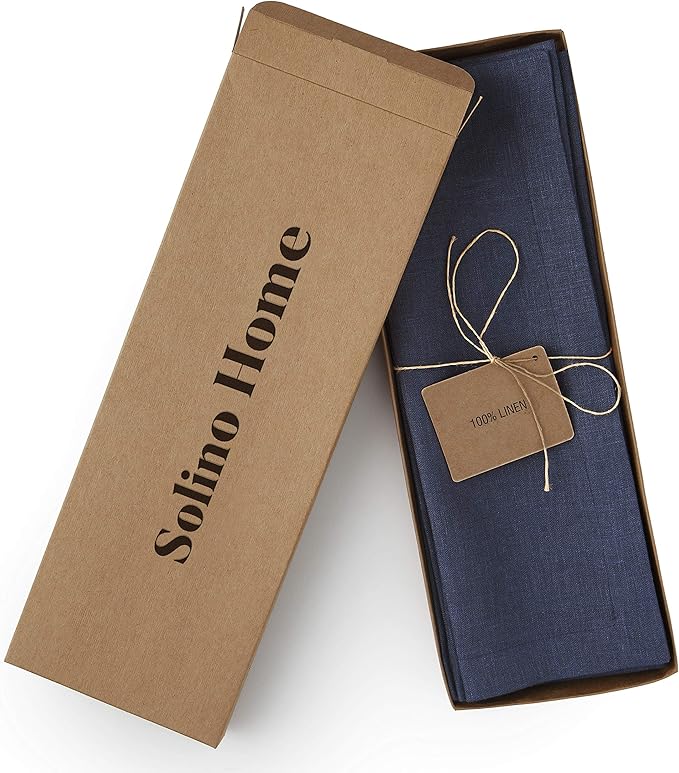 Solino Home Navy Placemats Set of 4-100% Pure Linen Placemats 14 x 14 Inch for Summer - Fete