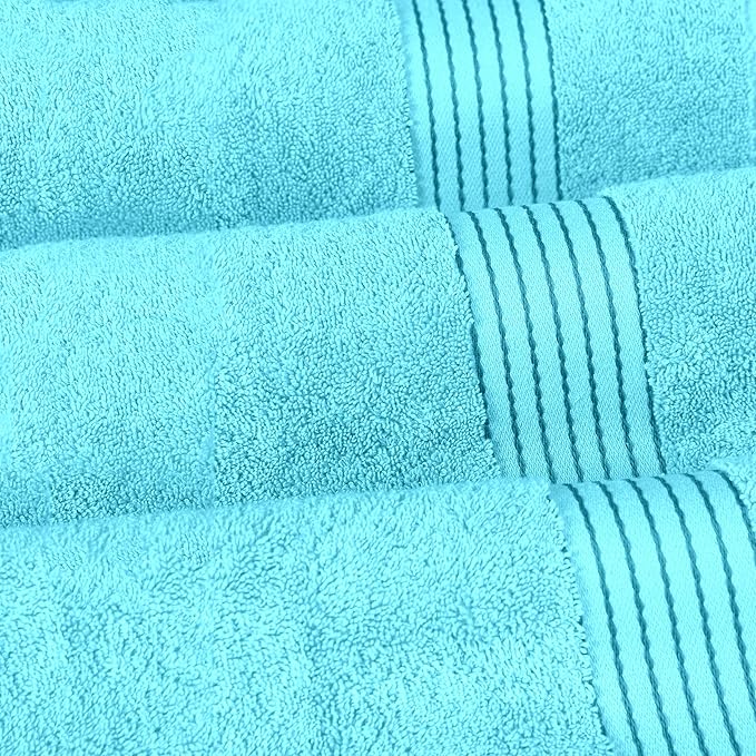 Elegant Comfort Premium Turkish Cotton 6 Pack Washcloths Set - 13 x 13 inch, Luxurious Hotel Spa Quality 100% Turkish Cotton 6PC Washcloth Set - Highly Absorbent - Soft Bathroom Towels, Aqua
