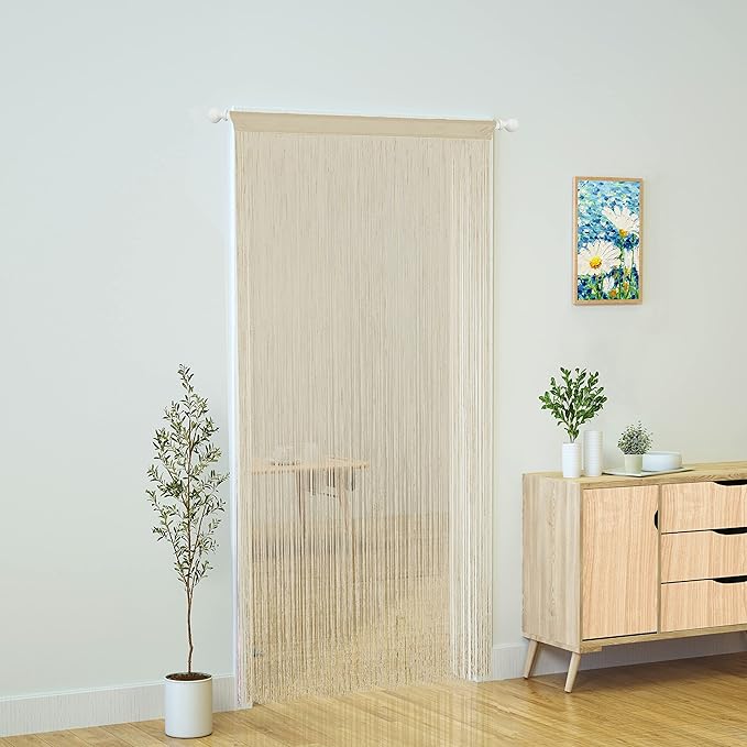 Doorways String Curtain Door Curtains,Bedroom Decor Kitchen Closet Living Room Laundry Fringe Hallway Tassel Screen Divider Boho Hippie Hanging for Wedding Party (39x110 inch/100×280cm,MidChampagne)