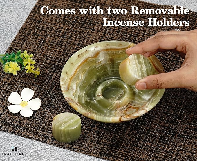 Radicaln Marble Incense Holder 5.5" Inches Green Handmade Palo Santo Stick for Home Décor, Modern Incense Holder for Sticks, Citronella incenses Stick for Room & Office Aromatherapy
