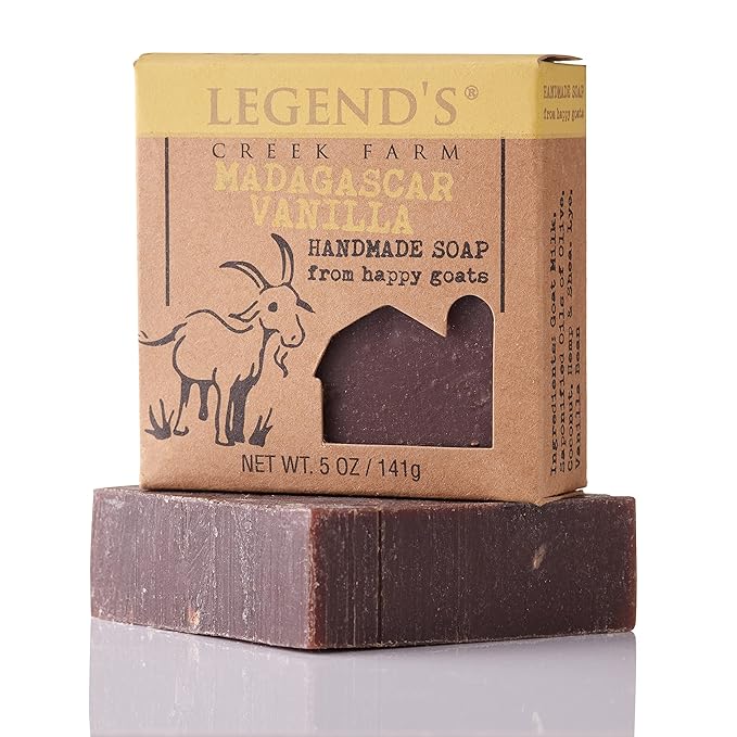 Legend's Creek Farm Goat Milk Soap - Cleansing Moisturizing Soap Bar for Hands and Body - 5 Oz Creamy Lather, Nourishing, Gentle Natural Soap for Sensitive Skin (Madagascar Vanilla, Pack of 2)