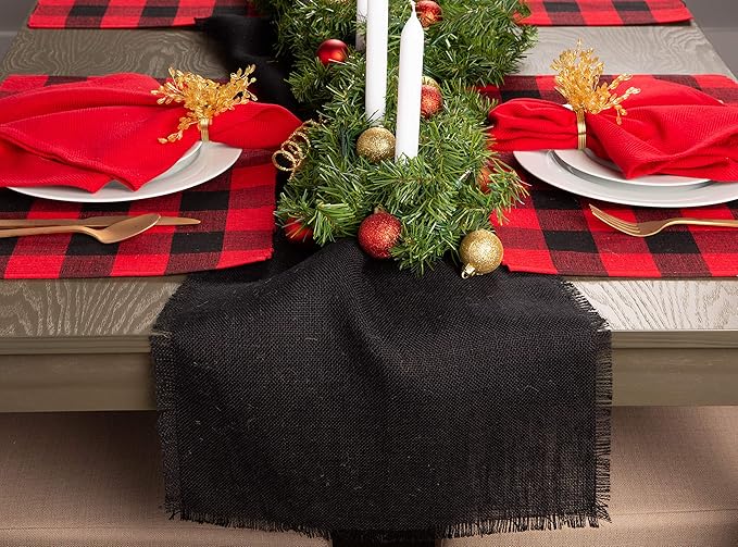 DII Buffalo Check Collection, Classic Farmhouse Placemat Set, 13x19, Red & Black, 6 Piece