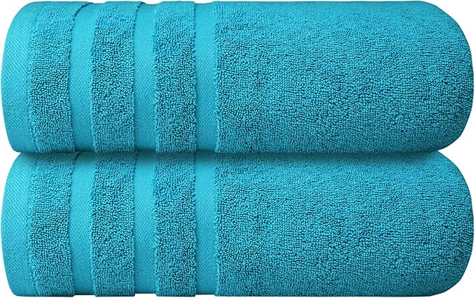 Infinitee Xclusives 100% Cotton Luxury Bath Towels (Set of 2, 27x54 Inches) – Soft, Absorbent, Quick-Drying Towels for Bathroom, Gym, Spa & Hotel |Serene Teal|