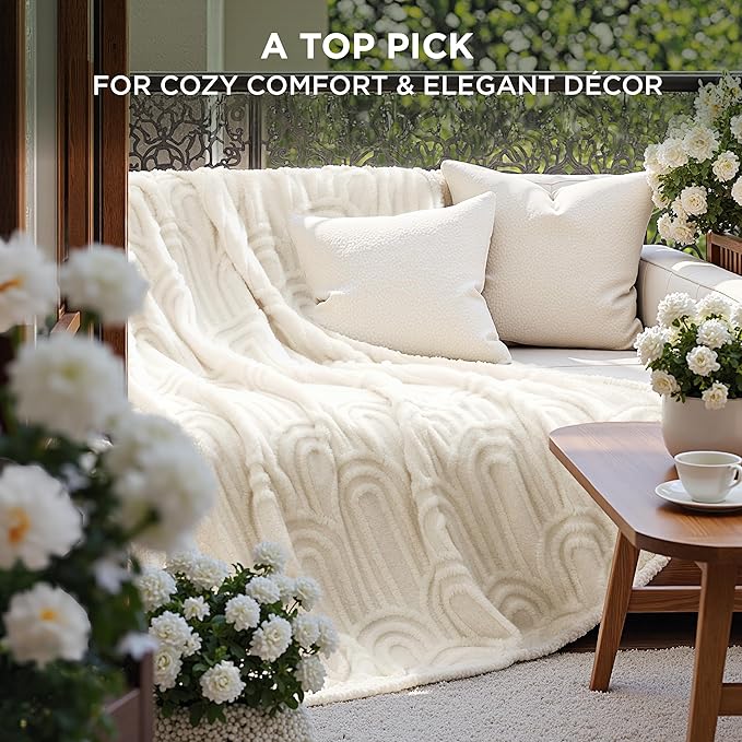 Bedsure Twin Blanket for Bed - Cozy Soft Blankets for Women, Cute Small Fleece Throws for Girls, Graduation Decorations Gift for Her Him School Dorm, White, 60x80 Inches