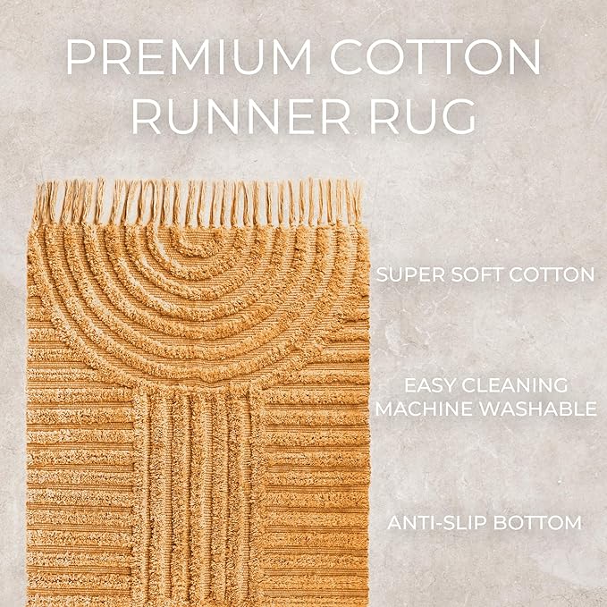 KIBAGA Beautiful Boho Rug with Tassels for Your Bathroom - Soft 2 x 3 ft. Cotton Rug Fits Perfectly Into Your Bath - Washable, Non-Slip Mat Ideal to Enhance Any Modern Home Decor, 24 x 36 inch
