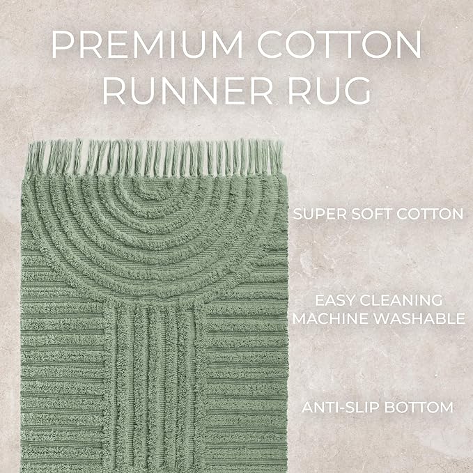 KIBAGA Beautiful Boho Rug with Tassels for Your Bathroom - Soft 2 x 3 ft. Cotton Rug Fits Perfectly Into Your Bath - Washable, Non-Slip Mat Ideal to Enhance Any Modern Home Decor, 24 x 36 inch