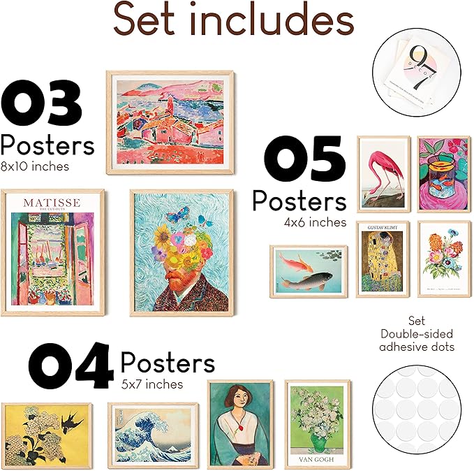 97 Decor Colorful Eclectic Decor - Eclectic Wall Art Posters, Funky Gallery Wall Art Prints for Home Bedroom, Maximalist Decorations Famous Artist Painting Pictures (UNFRAMED)