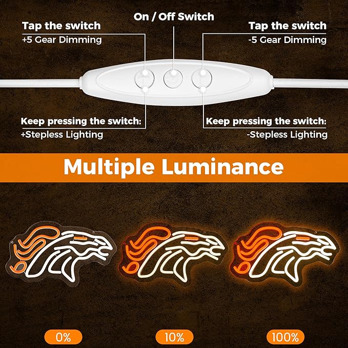 Football Team Neon Sign, Cool Light Up Dimmable Logo Hanging Led Neon Sign for Wall Decor, Man Cave, Garage, Party, Bar, Game Room Deco, Birthday Gift for Football Fans