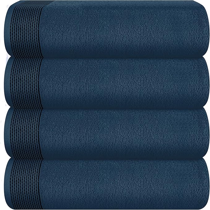Belizzi Home Ultra Soft 4 Pack Oversized Bath Towel Set 27x54 inches, 100% Cotton Bath Towels, Highly Absorbant Compact Quickdry & Lightweight Towel, Ideal for Gym Travel Camp Pool - Mineral Blue