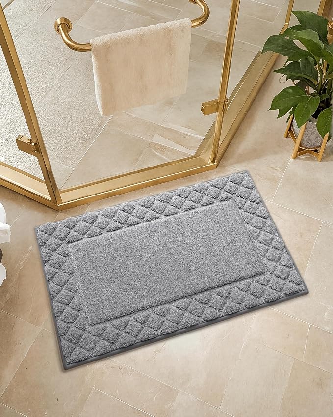 Color&Geomety Bath Mats for Bathroom Non Slip 17"x30", Absorbent Gray Bathroom Rugs Washable, Luxury Bathroom Mat Shower Mat Outside Shower