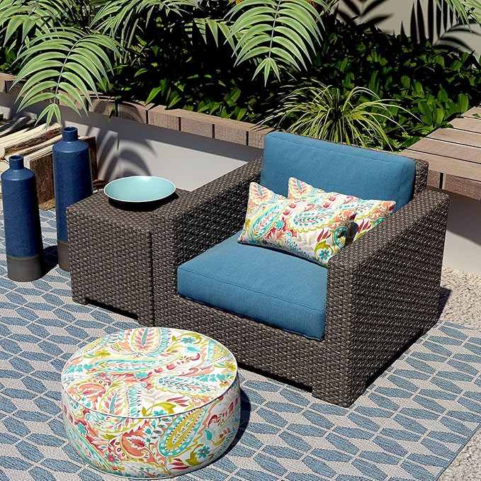 LVTXIII Outdoor Lumbar Pillow Covers 12 x 20 Inch, Patio Fluffy Pillow Cases ONLY, 2 Pack Water-Repellent Lumbar Cushion Cases for Home Patio Garden Sofa Bed Furniture Ornament, Pretty Paisley