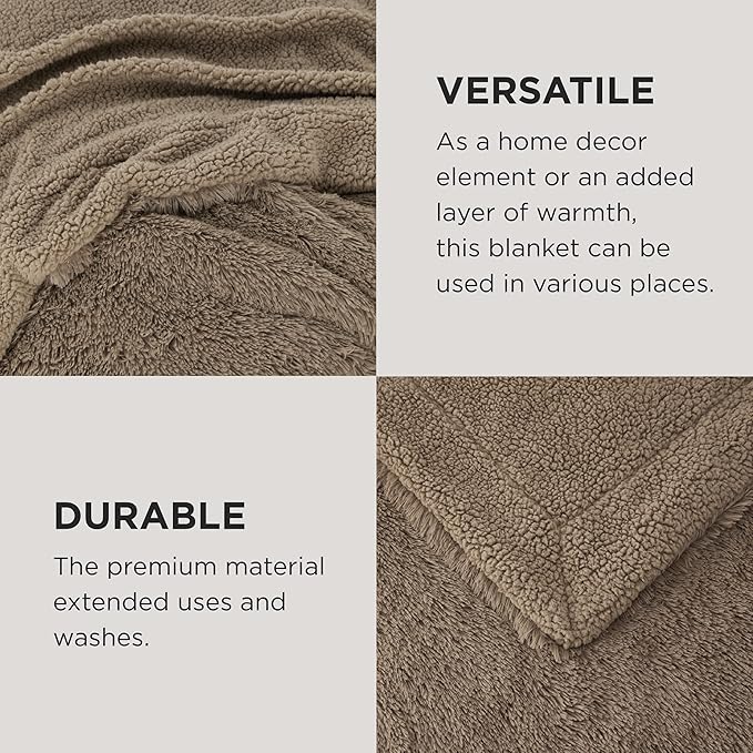 Bedsure Fluffy Brown King Size Blanket for Bed, Thick Soft Sherpa Faux Fur Fleece Bedding Fuzzy Plush Winter Warm Heavy Oversize Big Large King Blanket, Cozy Brown Gifts for Men Women, 108x90