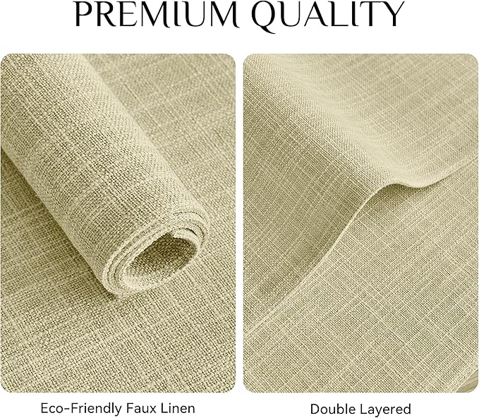 Softalker Faux Linen Placemats Set of 6-12 x 18 Inch, Heat Resistant Double Layered Durable Burlap Farmhouse Place Mats, Non-Slip Washable Rustic Table Mats for Dining, Kitchen, Party(Light Linen