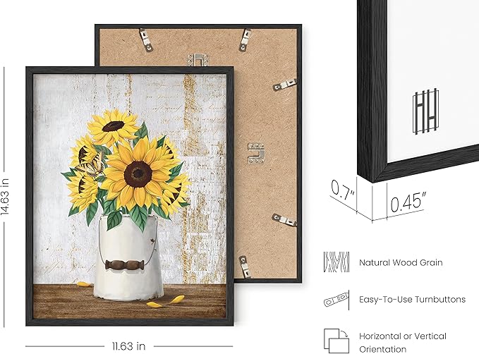 HAUS AND HUES Flower Wall Decor - Set of 4 Floral Wall Art, Floral Wall Decor, Flower Wall Art, Framed Flower Painting, Floral Pictures Wall Decor, Flower Pictures Wall Decor (Framed Black 11x14)