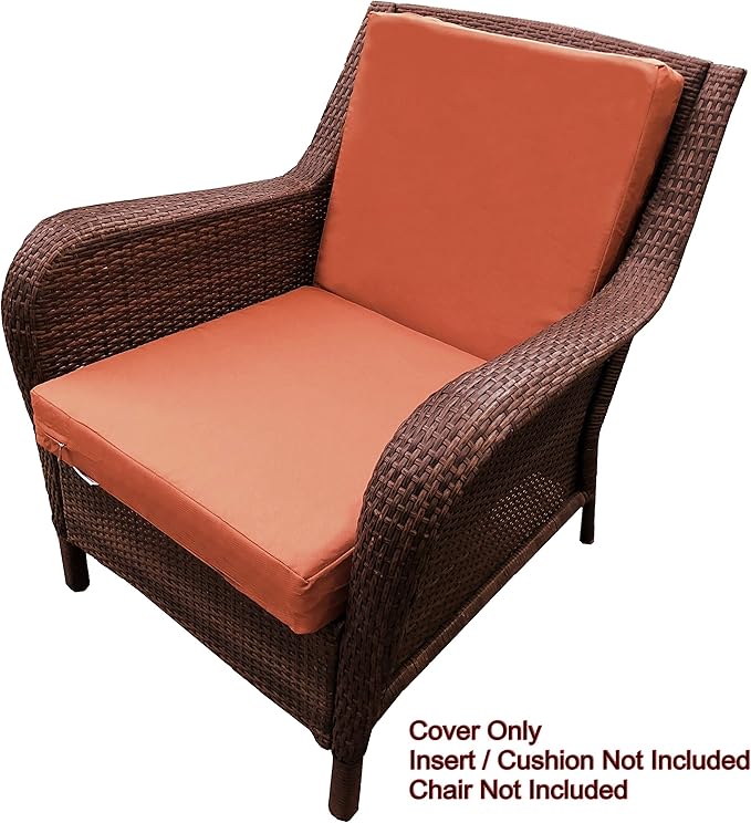 2 Pack 23X23X5 Inch Outdoor Water-Resistant Cushion Pillow Replacement Covers Only with Zipper for Patio Furniture, Sofa, Loveseat, Deep Seat Chair in Rust Color
