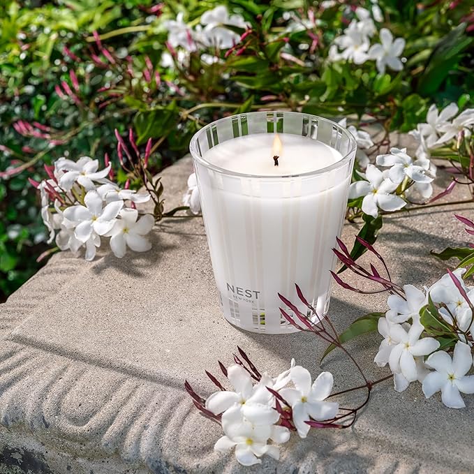 NEST New York Scented Classic Candle, Indian Jasmine - 8.1 oz - Up to 60-Hour Burn Time - Reusable Glass Vessel