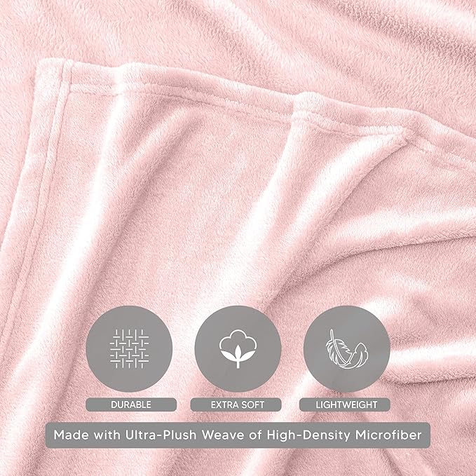 Utopia Bedding Pink Fleece Blanket King Size Lightweight Fuzzy Soft Anti-Static Microfiber Bed Blanket (90x102 Inch)