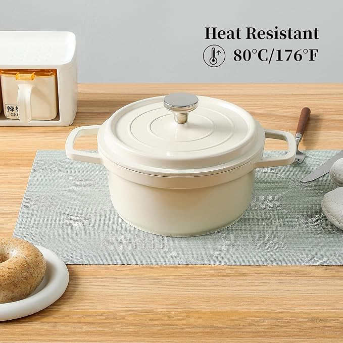 Leetaltree Mint Cream Placemats Set of 12 - Heat Resistant Non-Slip Place mats for Dining Table, Washable Durable PVC Vinyl Woven Table Mats(Mint Cream, 12)