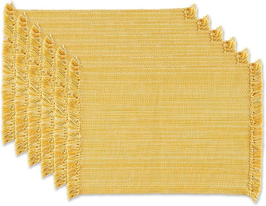 DII Variegated Tabletop Collection, Placemat Set3x19, Apricot, 6 Piece