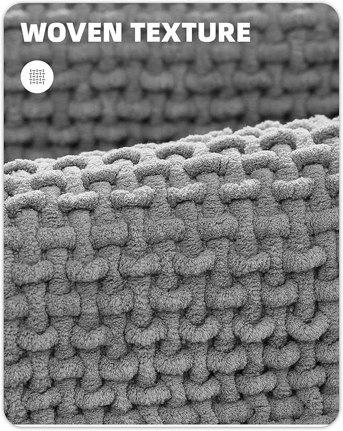 Color&Geometry Standard-Sized Toilet Rugs U Shaped- Absorbent, Stain Resistant, Non Slip, Quick Dry, Machine Washable- 20"x24" Grey Toilet Mat Chenille Contour Bath Rugs for Toilet Base