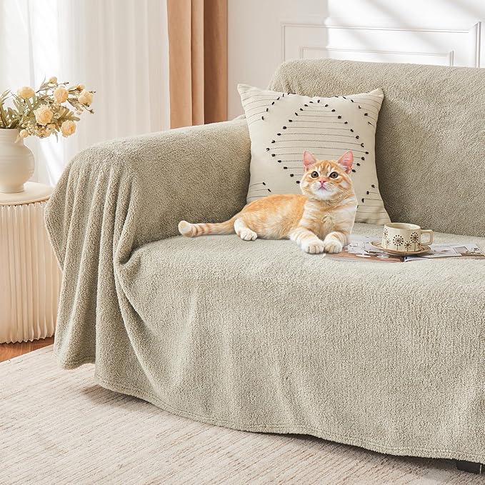 EMME Fluffy Soft Blanket Throw Size - 50"*60" Green Soft Fluffy Warm Throw Blankets for Couch, Sofa, Chair, Bed, Camping, Picnic, Travel Lightweight Bed Blanket