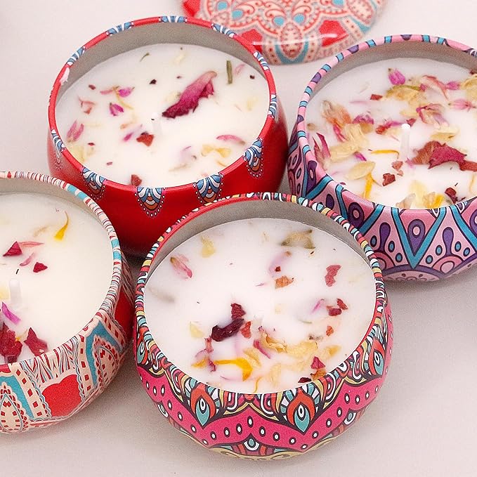 Naimo 4 Pack Scented Candles Long Lasting Soy Wax Aromatherapy Candle for Home Bath Spa Yoga Birthday Gift Set