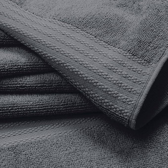GLAMBURG Ultra Soft 6-Piece Hand Towel Set 16x28-100% Ringspun Cotton - Durable & Highly Absorbent Hand Towels - Ideal for use in Bathroom, Kitchen, Gym, Spa & General Cleaning - Charcoal Grey