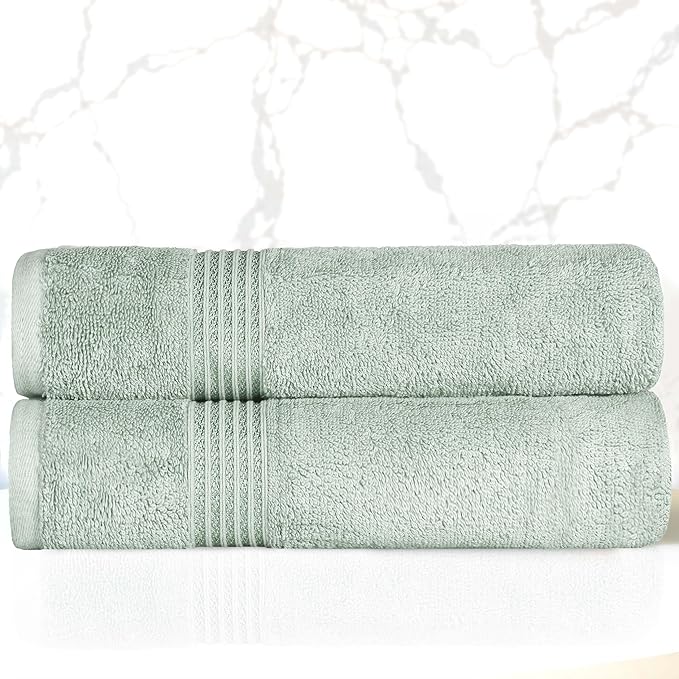Superior Egyptian Cotton Bath Towel Set, Home Bathroom Towels, Master, Guest Bath, Decor Essentials, Quick Dry, Absorbent, Large Body Towels, Spa, Hotel, Resort, Adult, Kids, Set of 2, Sage