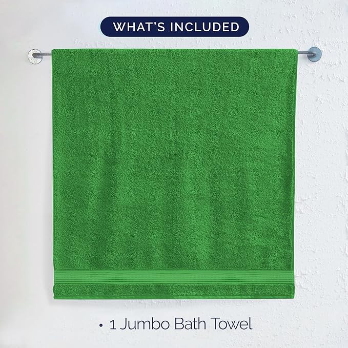 Elegant Comfort Premium Turkish Cotton 1 Piece Jumbo Bath Towel - 35 x 70 inch, Luxurious Hotel Spa Quality 100% Turkish Cotton Large Bath Towel - Highly Absorbent - Soft Bathroom Towel, Emerald Green