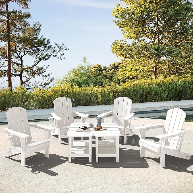SERWALL Double Adirondack Side Table End Table- White
