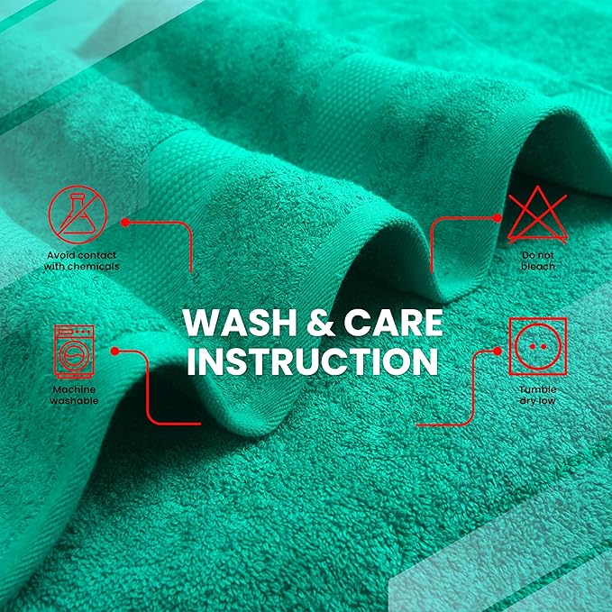 Infinitee Xclusives Luxury 100% Ring-Spun Cotton Bath Towels Set of 4 (27x54 inches) – Soft, Absorbent & Quick-Drying Towels for Bathroom, Gym, Spa & Hotel Use (Vivid Green)