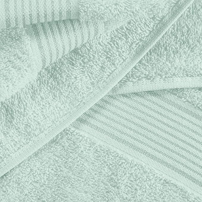 Belizzi Home Ultra Soft 6 Pack Cotton Towel Set, Contains 2 Bath Towels 28x55 inch, 2 Hand Towels 16x24 inch & 2 Wash Coths 12x12 inch, Ideal Everyday use, Compact & Lightweight - Sea Green